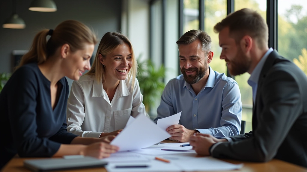 Team-Besprechung mit Bausparkunden zur Vermögensplanung