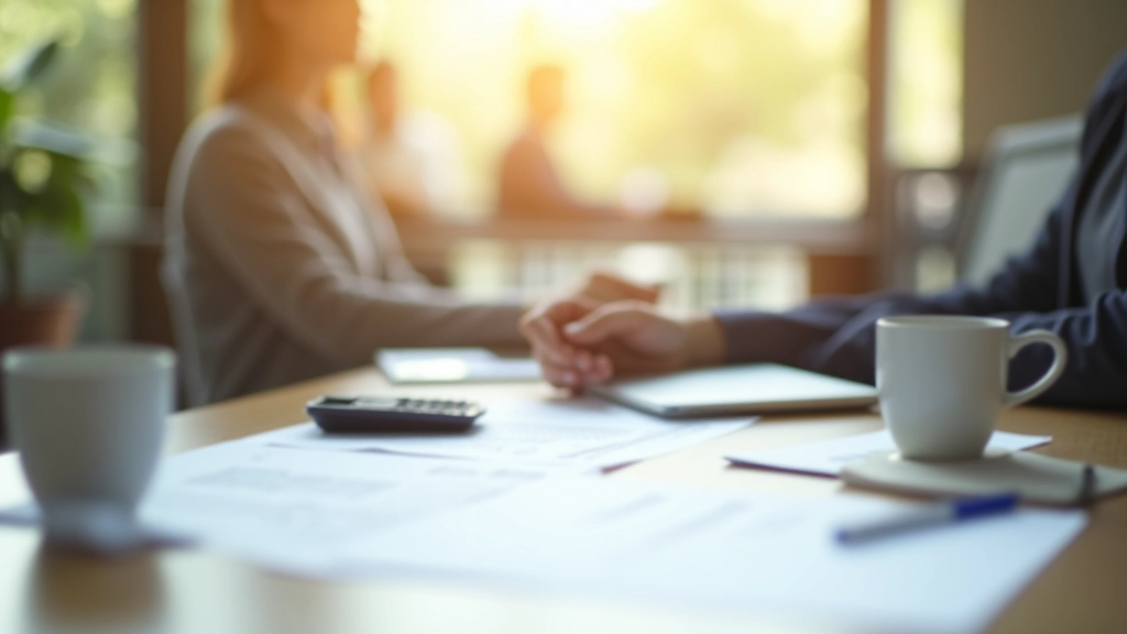 Finanzplanung mit Laptop und Dokumenten auf modernem Schreibtisch